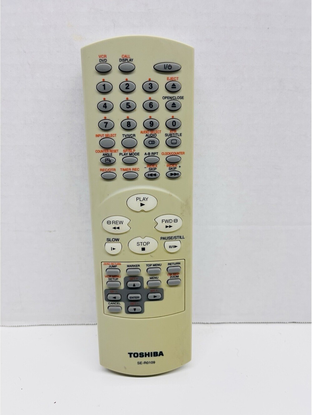 Toshiba SE-R0109 DVD/VCR Combo Remote Control SD-V291U, SD-V291